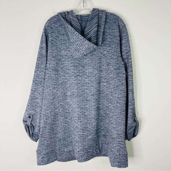 Kim Rogers blue white dot stretchy open front hoodie cardigan shacket XXL - Picture 5 of 5